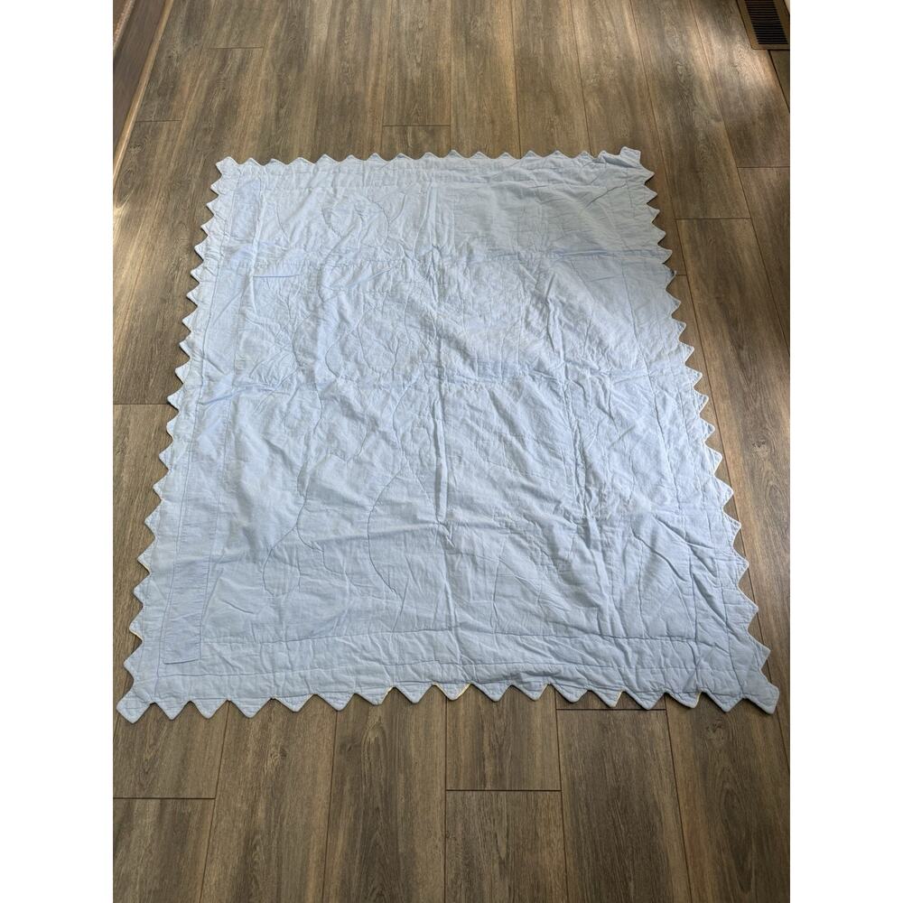 Cotton Coastal Quilted Baby Throw Blanket Yellow Blue 45” X 55” Beach Cottage - Picture 4 of 6